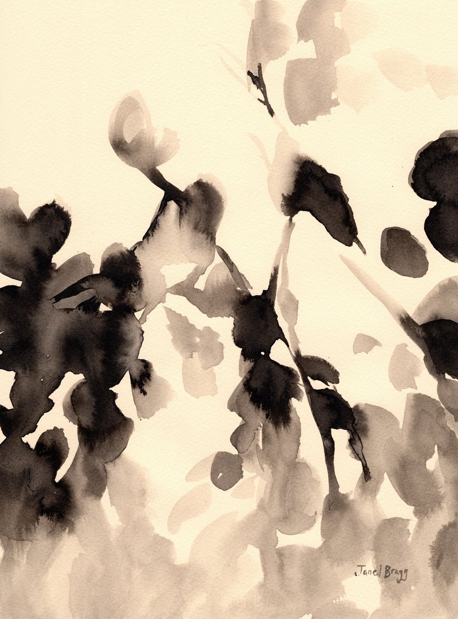 Hojas abstractas en tinta II, c.2019 (tinta sobre papel) de Janel Bragg