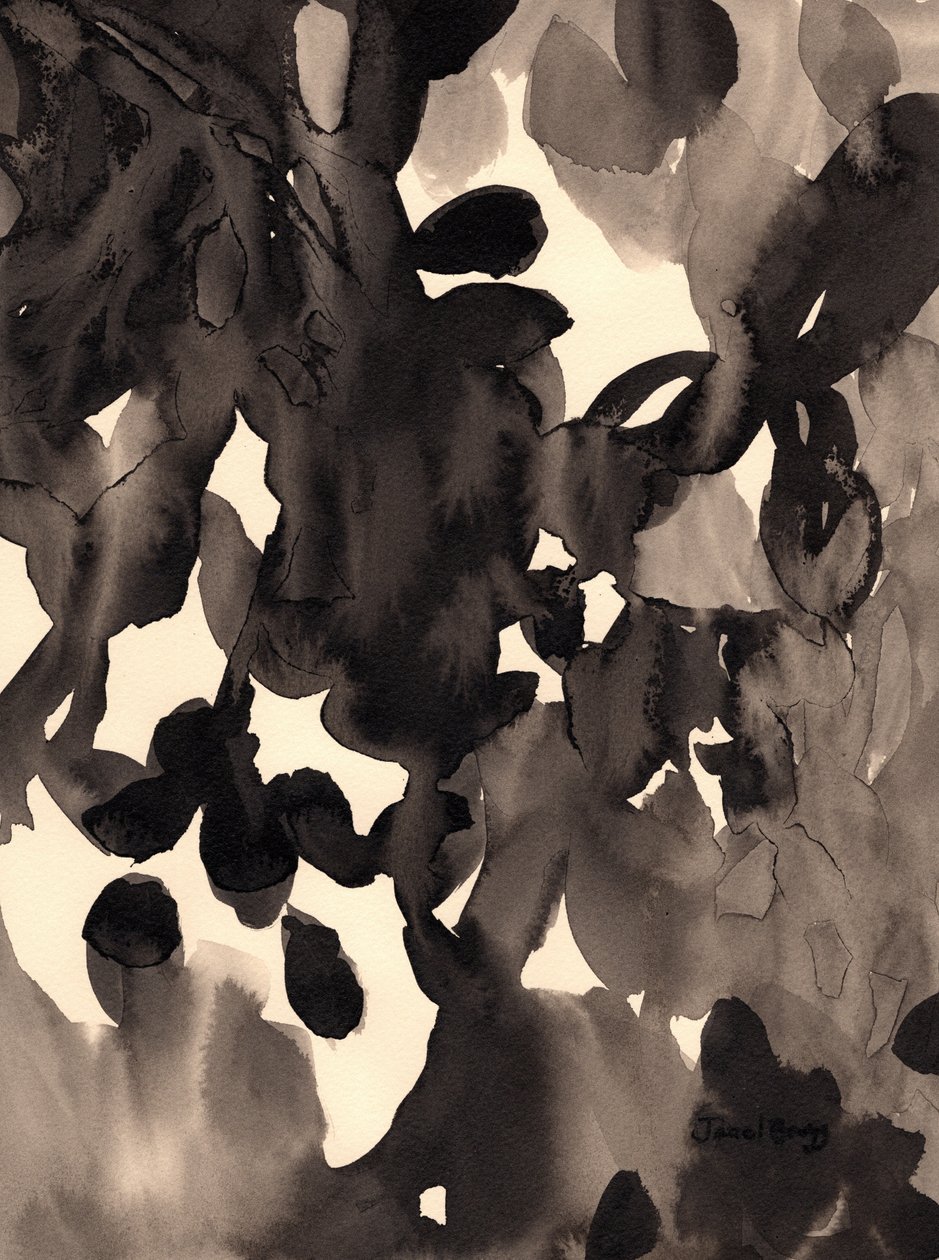 Hojas abstractas en tinta, c.2019 (tinta sobre papel) de Janel Bragg