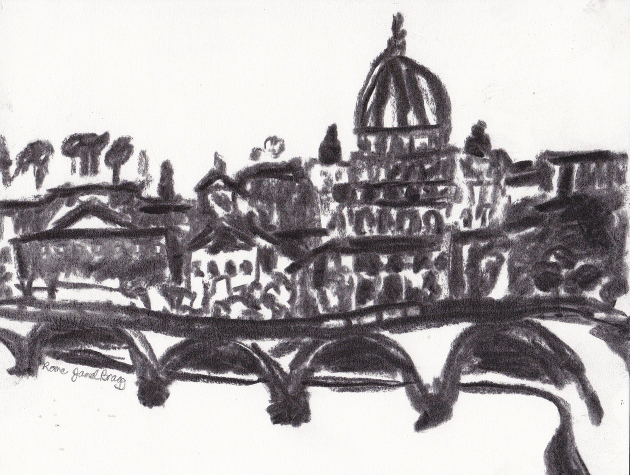 Basílica de San Pedro Roma, c.2014 (carboncillo sobre papel) de Janel Bragg