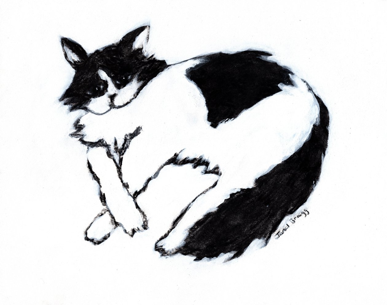 Thomas Lounging II, c. 2019 (técnica mixta sobre papel) de Janel Bragg