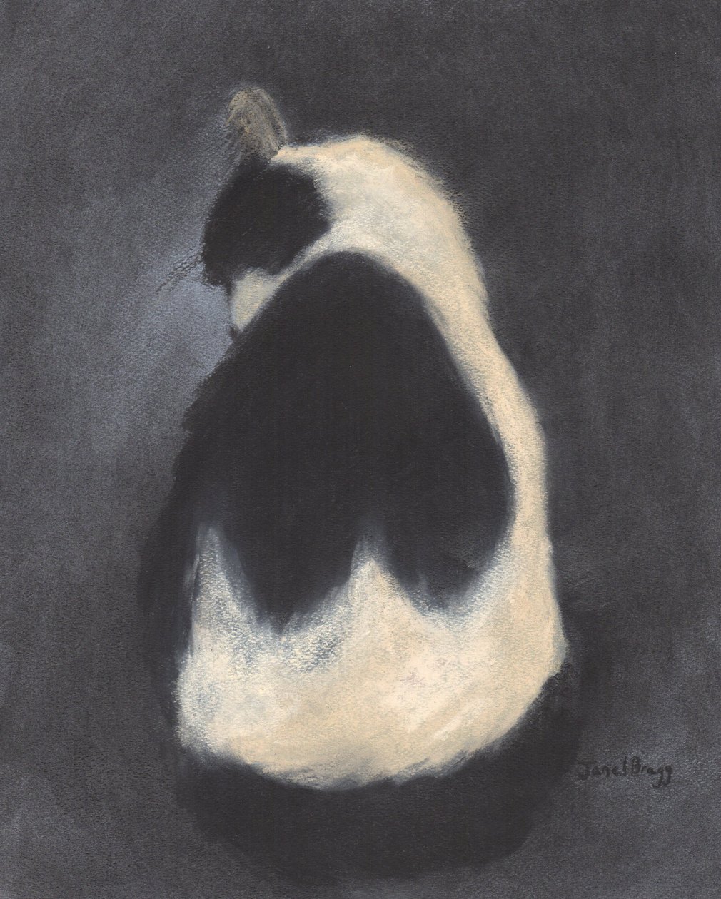 Thomas tomando un baño, c.2018 (pastel y carboncillo sobre papel) de Janel Bragg