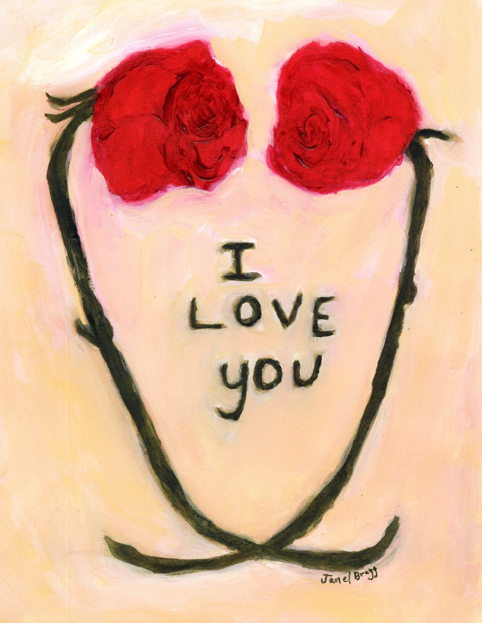 Valentine, c.2020 (acuarela y caseína sobre papel) de Janel Bragg