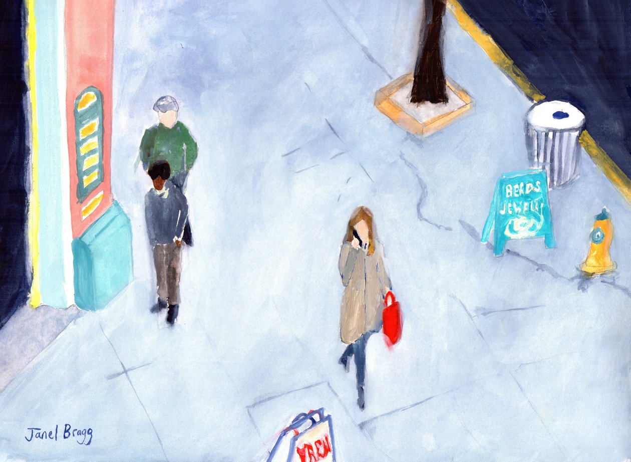 Vista desde la tercera planta del Hotel Palace II, c.2016 (acuarela sobre papel) de Janel Bragg
