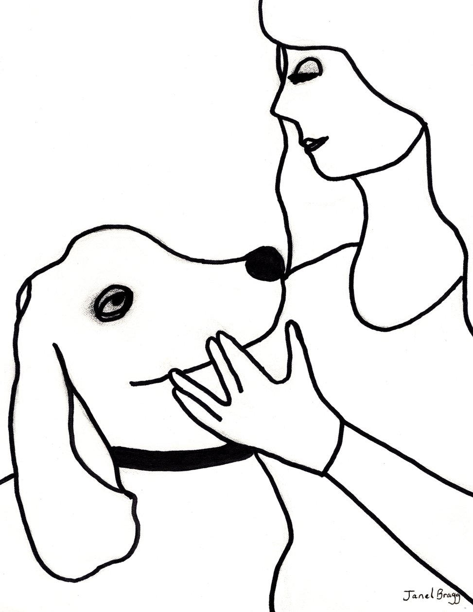 Vincent y Janel en Black Lines, c.2024 (rotulador sobre papel) de Janel Bragg