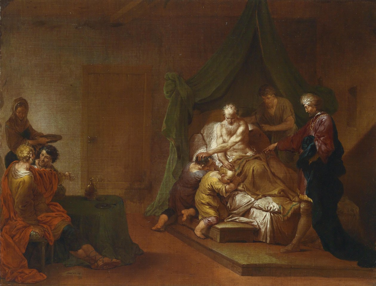 Alemán: Jacob bendice a los hijos de José (Efraín y Manasés) de Januarius Zick