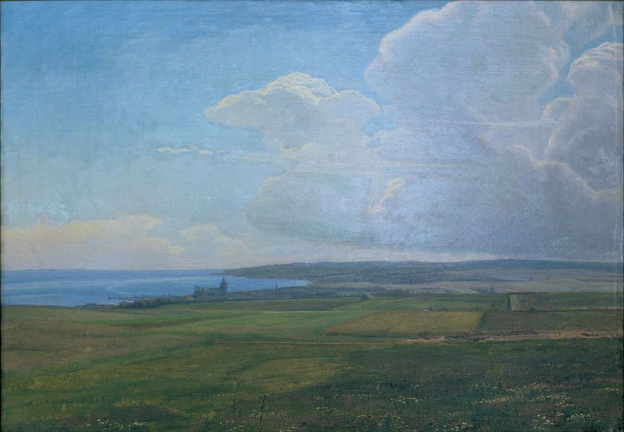 Vista hacia Århus desde el campo de Vorregård de Janus La Cour