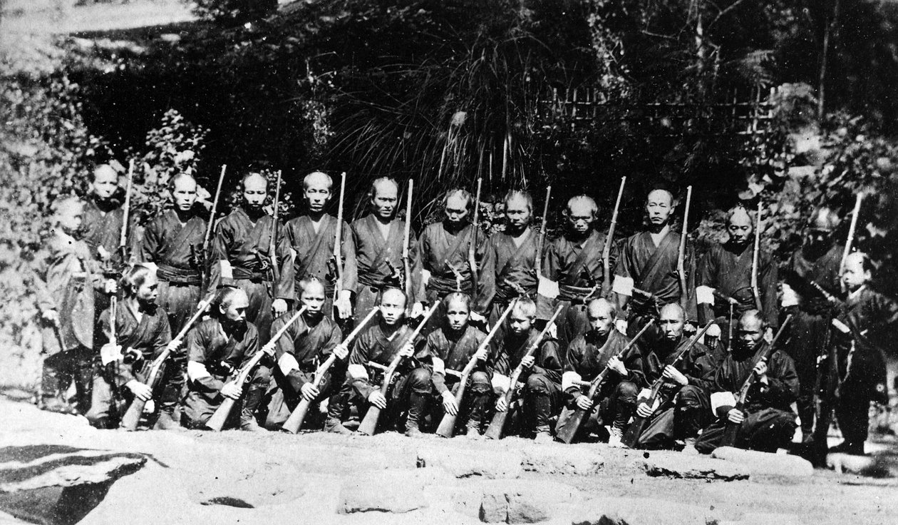 Un grupo de soldados japoneses, c.1860s de Japanese Photographer