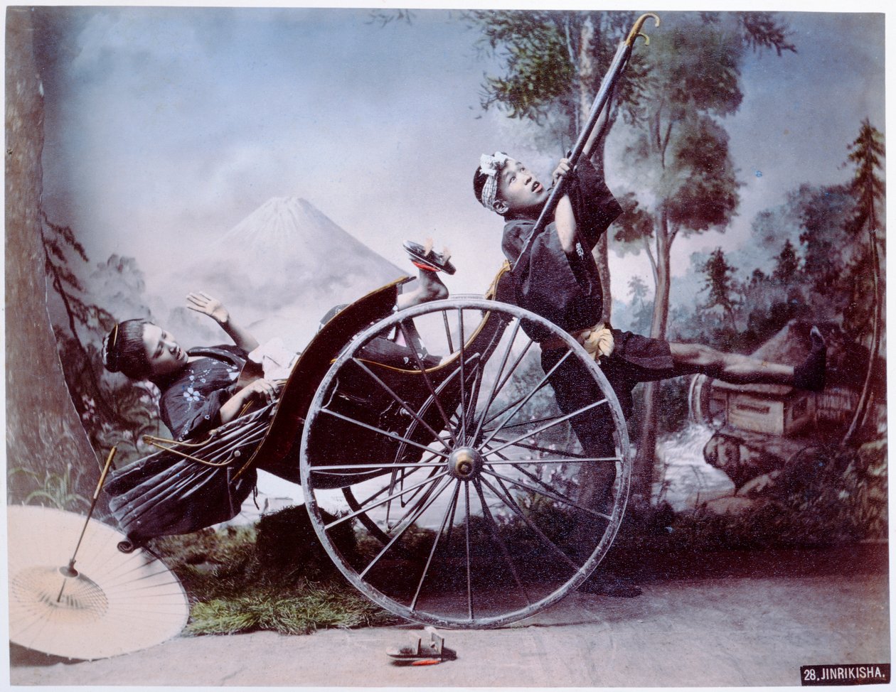 Accidente de rickshaw, c.1900 de Japanese Photographer