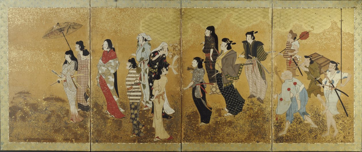 Picnic de Observación de Cerezos en Flor, c.1624-44 de Japanese School