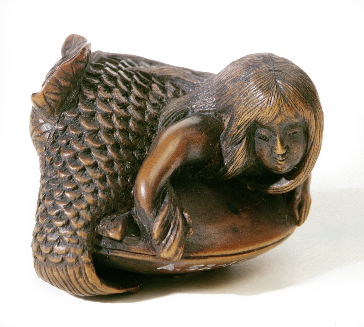 Netsuke tallado en forma de sirena de Japanese School