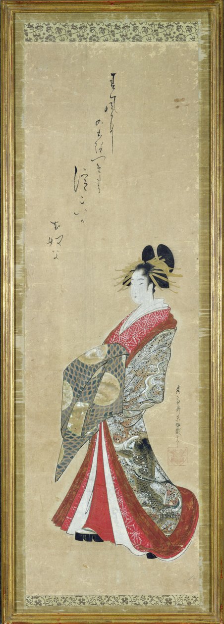 Retrato de una joven cortesana de Japanese School