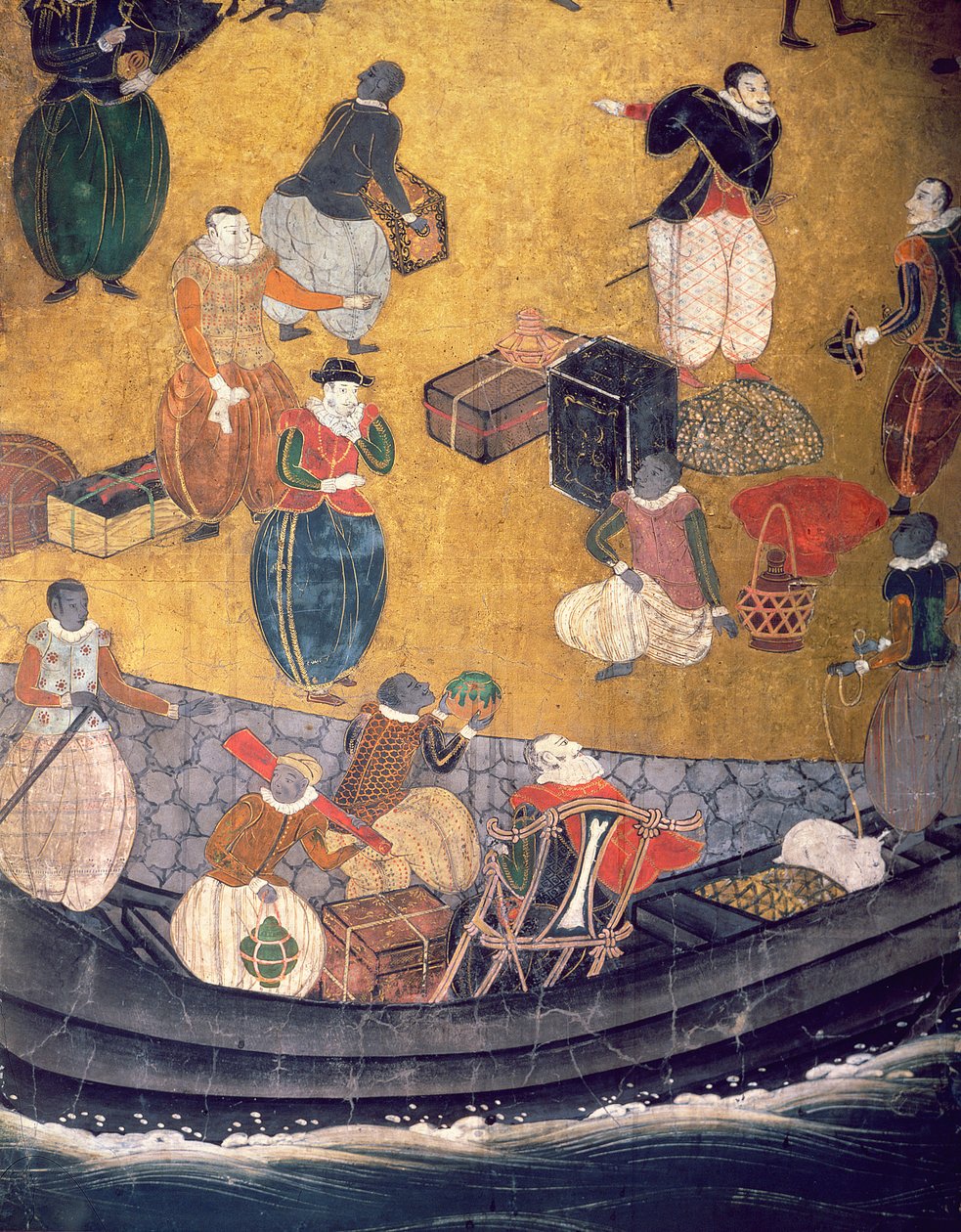 La Llegada de los Portugueses a Japón, (detalle) de Japanese School