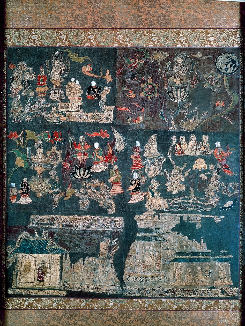Paraíso budista, historia del místico Chan, Templo Chuguji, Nara, Período Asuka (552-646), civilización japonesa de Japanese School