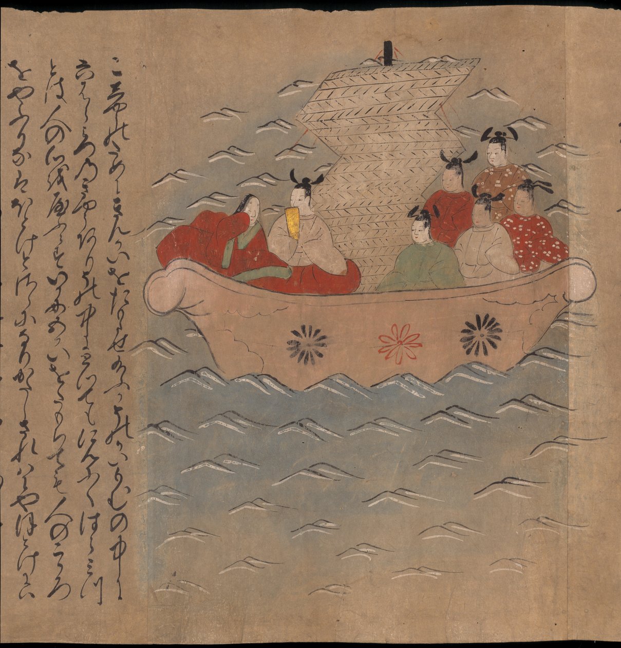 Enviados chinos en un barco, ilustración del 