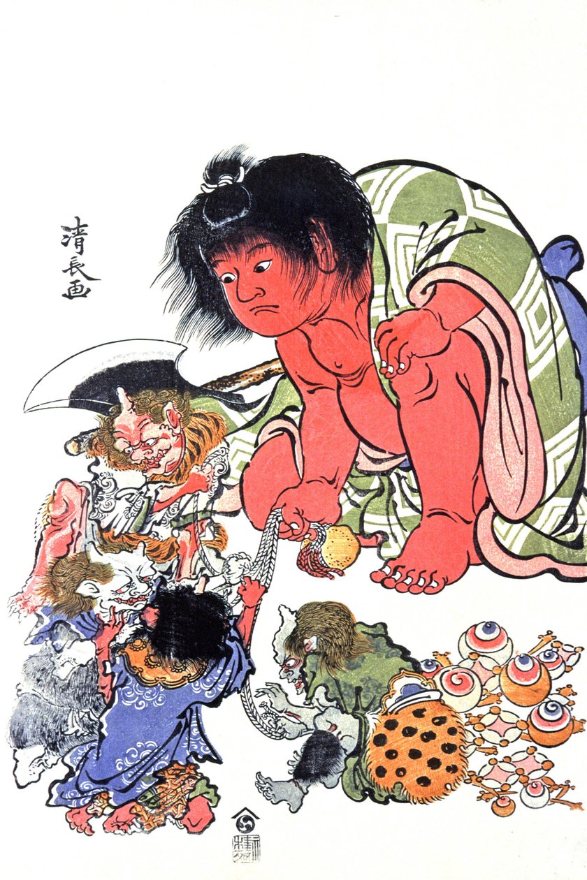Demonios, mediados del siglo XIX (grabado) de Japanese School
