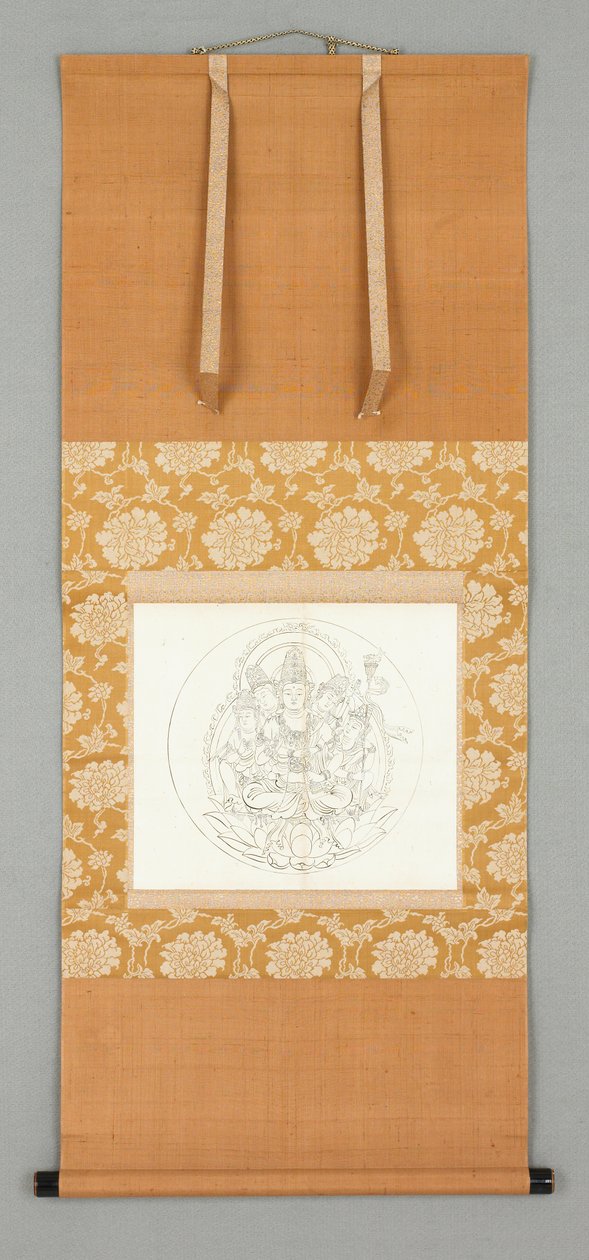 Dibujo: Vajrasattva (Representante de todos
los Budas) y cuatro bodhisattvas,
Siglo XIII-principios del XIV (Pergamino colgante: tinta sobre papel) de Japanese School