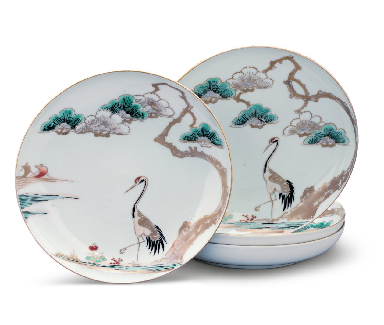 Cuatro platos, período Edo de Japanese School