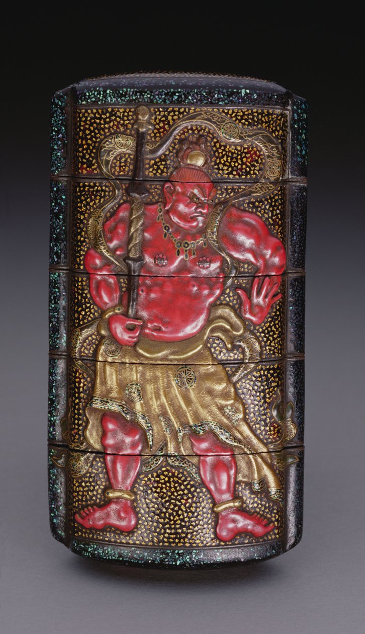 Inro decorado con Nio, periodo Edo (1615-1868) japonés de Japanese School