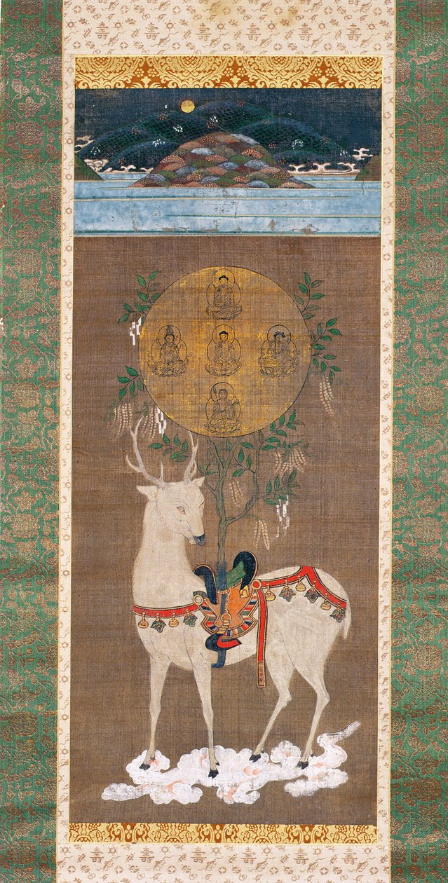 Ciervo de Kasuga con Mandala, período Muromachi (1392-1573) de Japanese School
