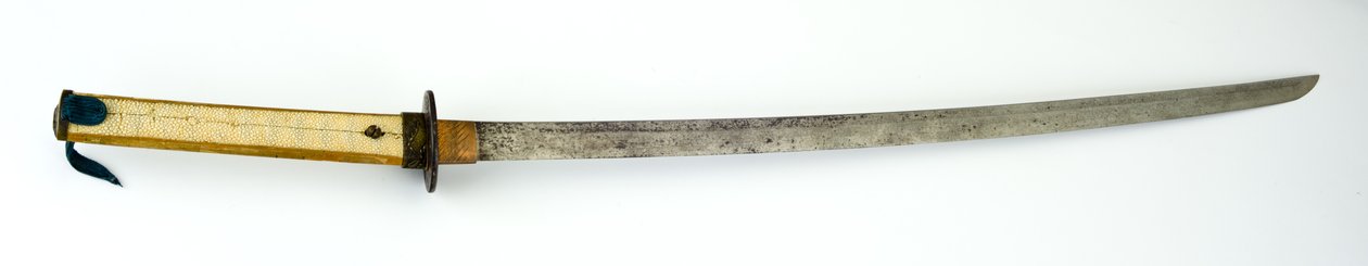 Katana, o espada (acero, cobre, latón, piel de raya, madera y tela) de Japanese School