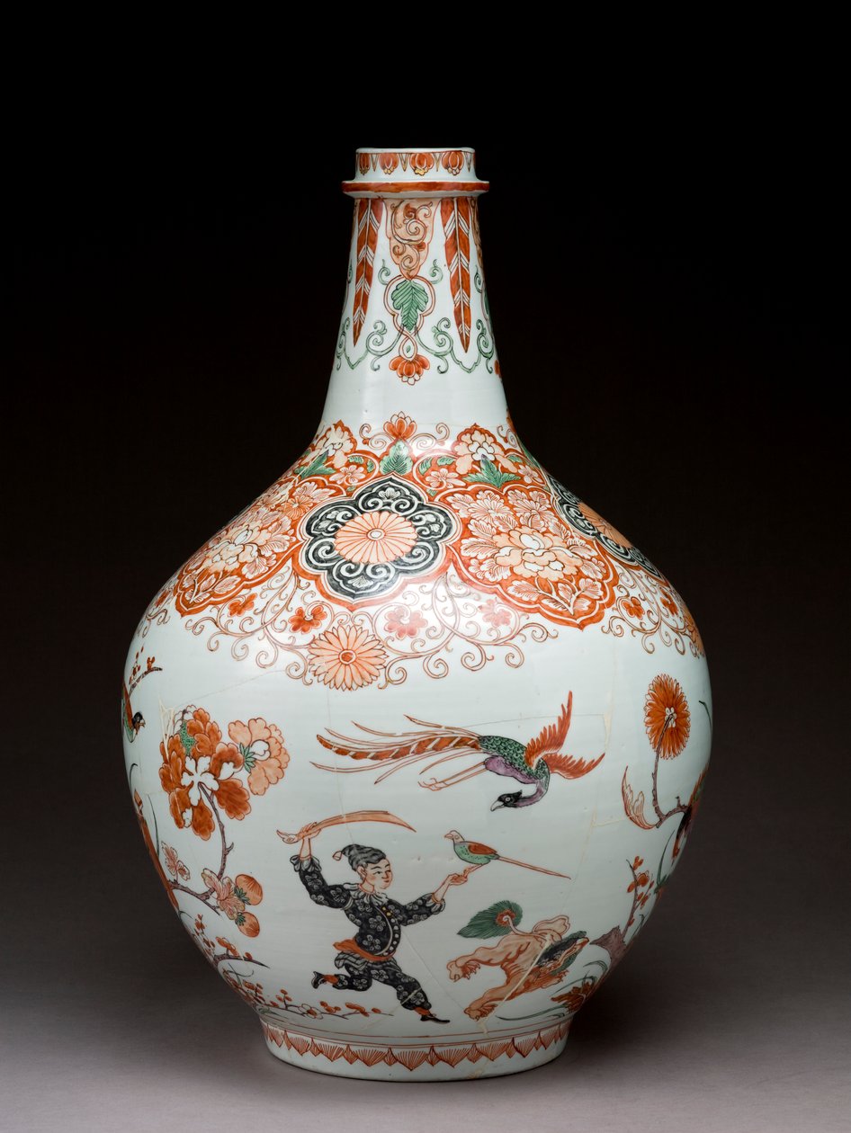 Gran jarrón de botella, decorado en Holanda en el estilo Imari, Ko-Imari, finales del siglo XVII de Japanese School