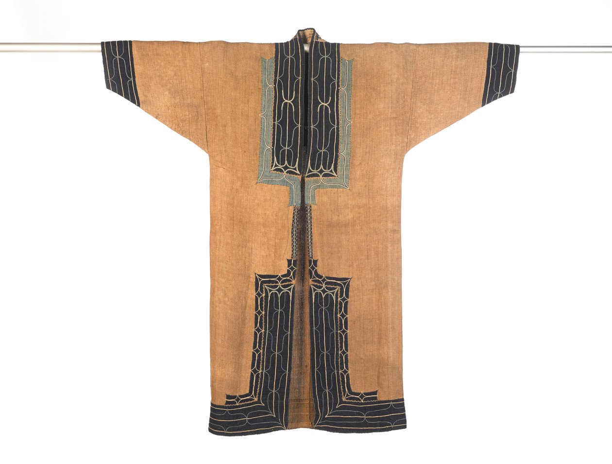 Túnica de Hombre, finales del siglo XIX-principios del siglo XX (corteza de olmo con apliques de algodón y bordado de seda) de Japanese School