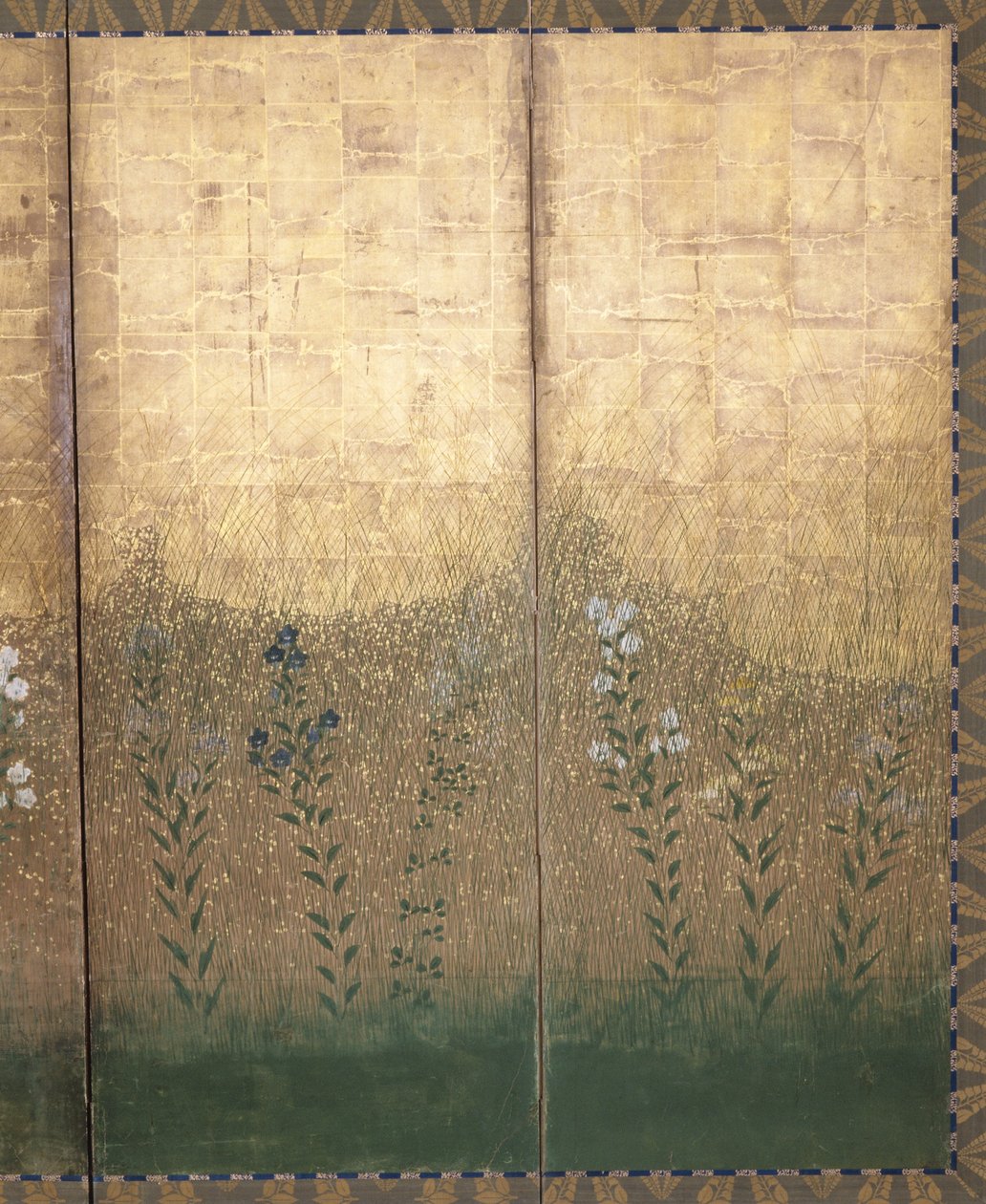 Moon In Musashi Plain (color y oro sobre papel) de Japanese School