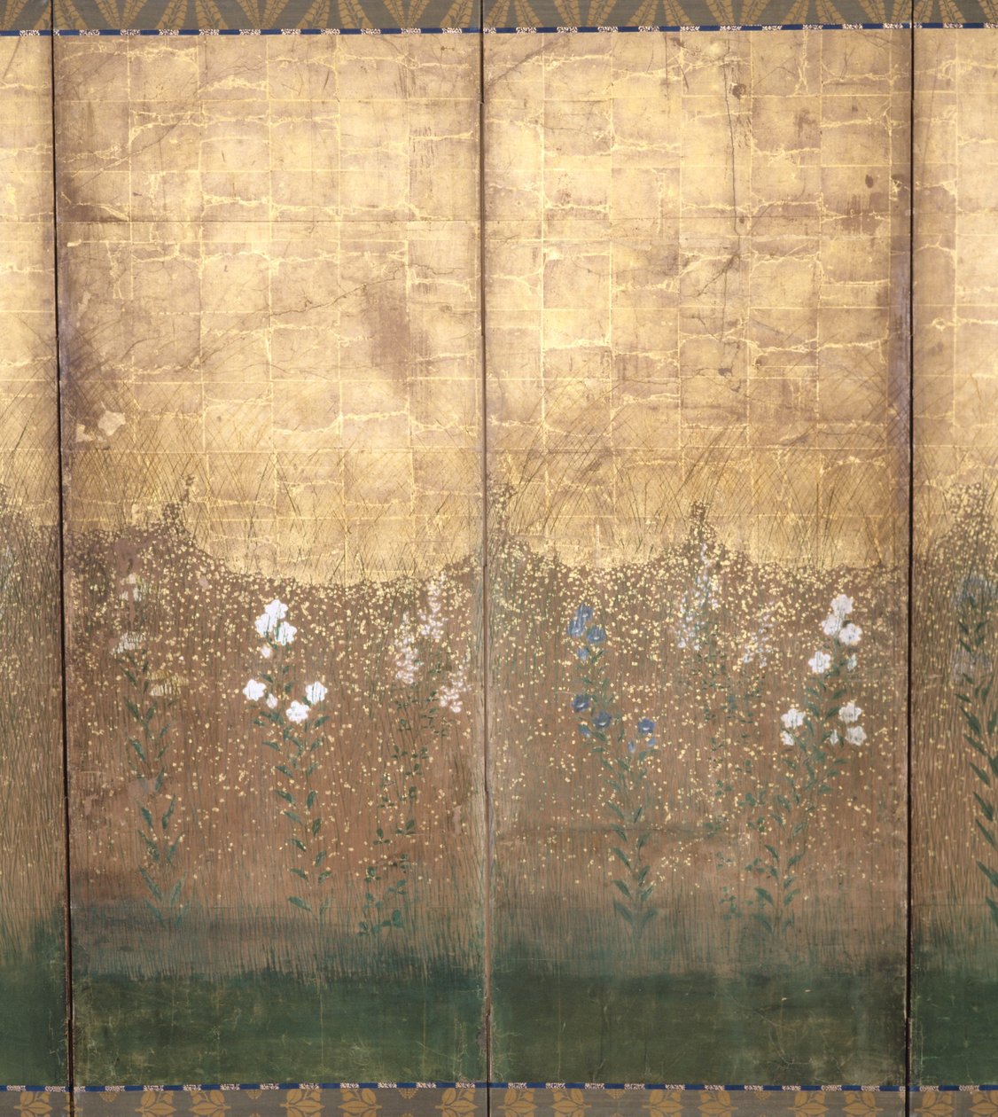 Moon In Musashi Plain (color y oro sobre papel) de Japanese School