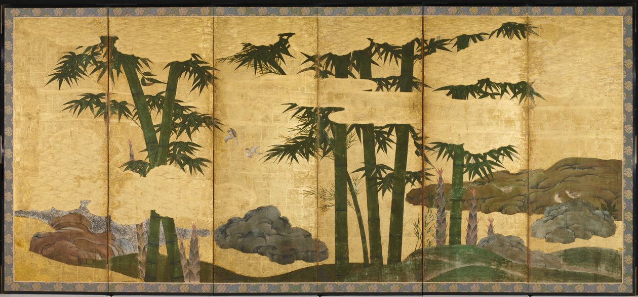 Bosque de bambú a la luz de la luna, principios del siglo XVI de Japanese School