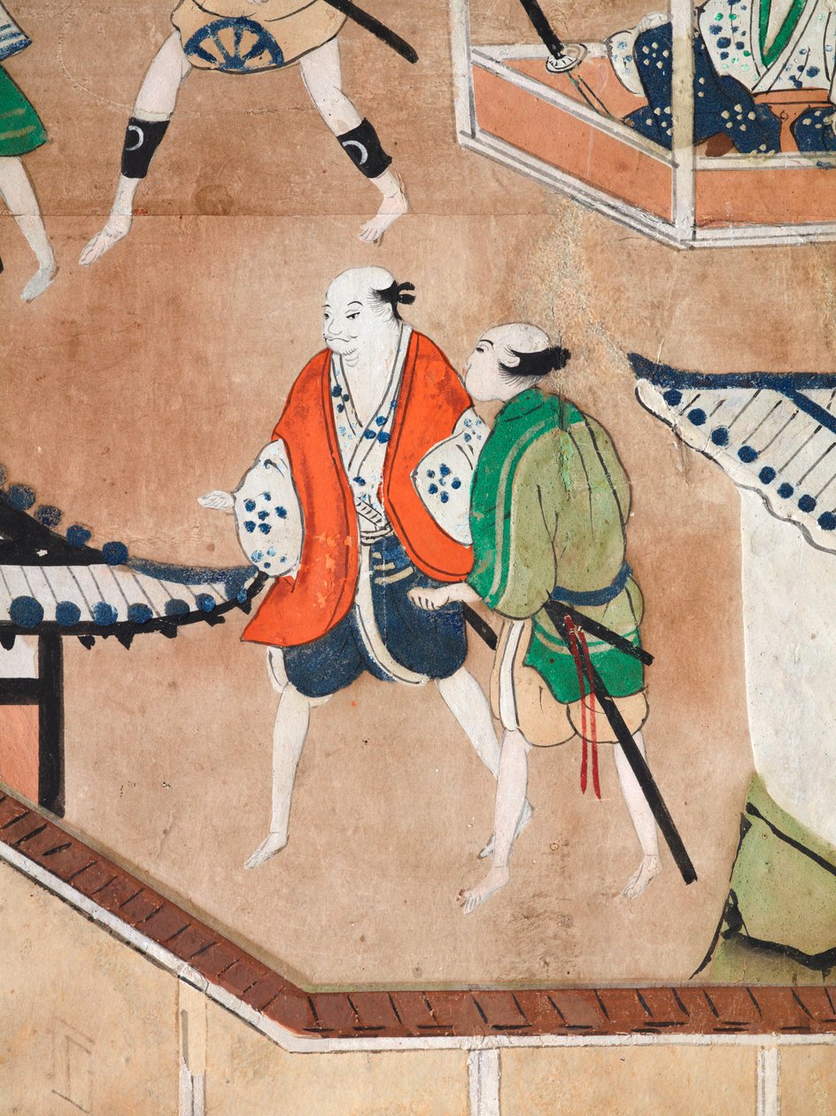 Osakazu Byobu - Biombo japonés de ocho paneles (pintura) de Japanese School