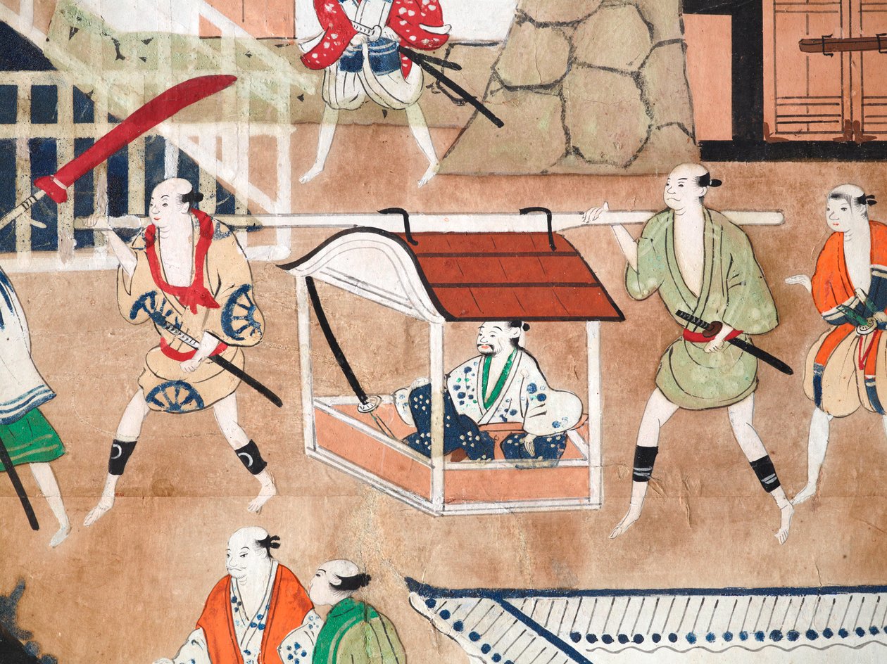 Osakazu Byobu - Biombo japonés de ocho paneles (pintura) de Japanese School