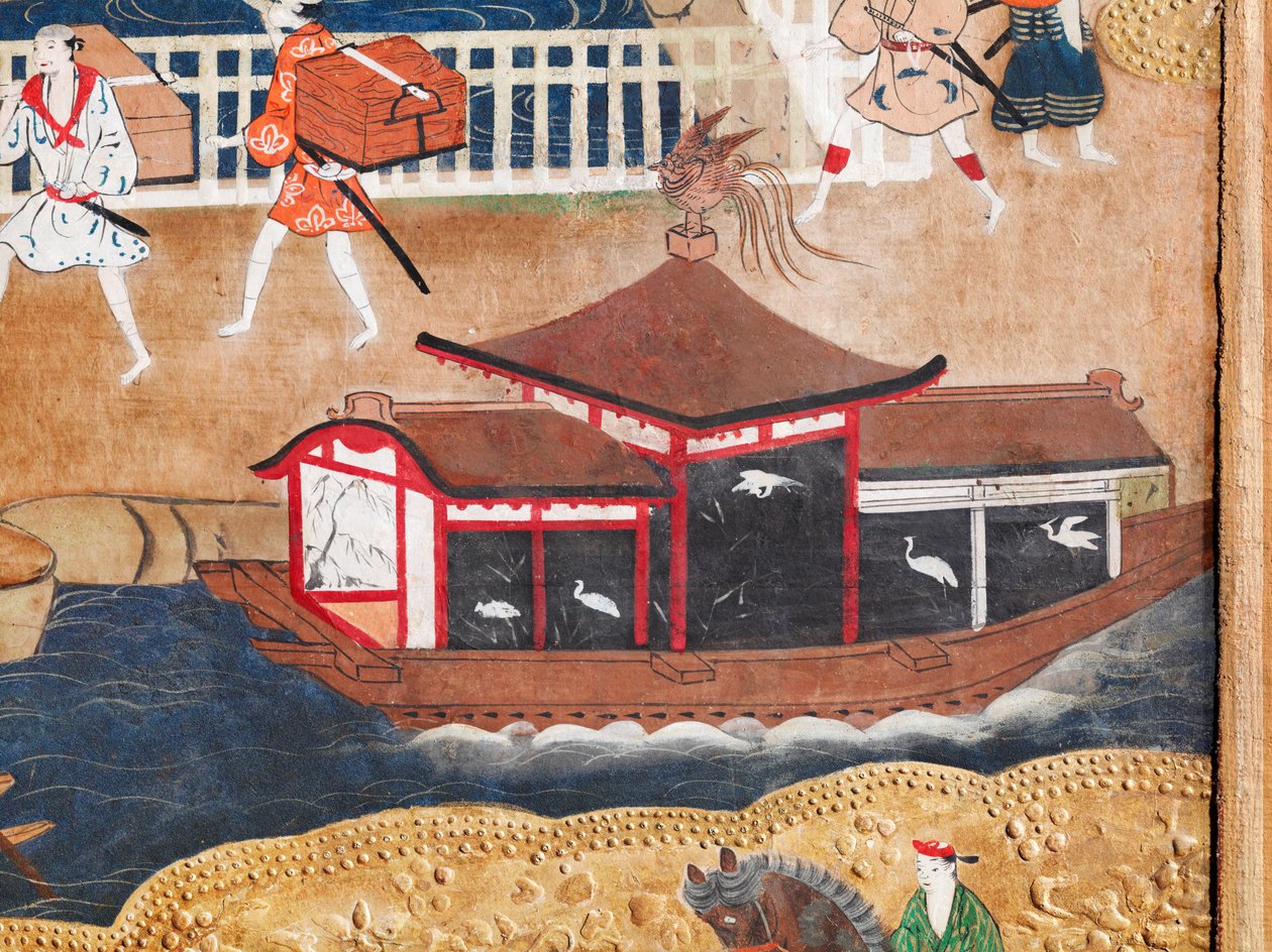 Osakazu Byobu - Biombo japonés de ocho paneles (pintura) de Japanese School