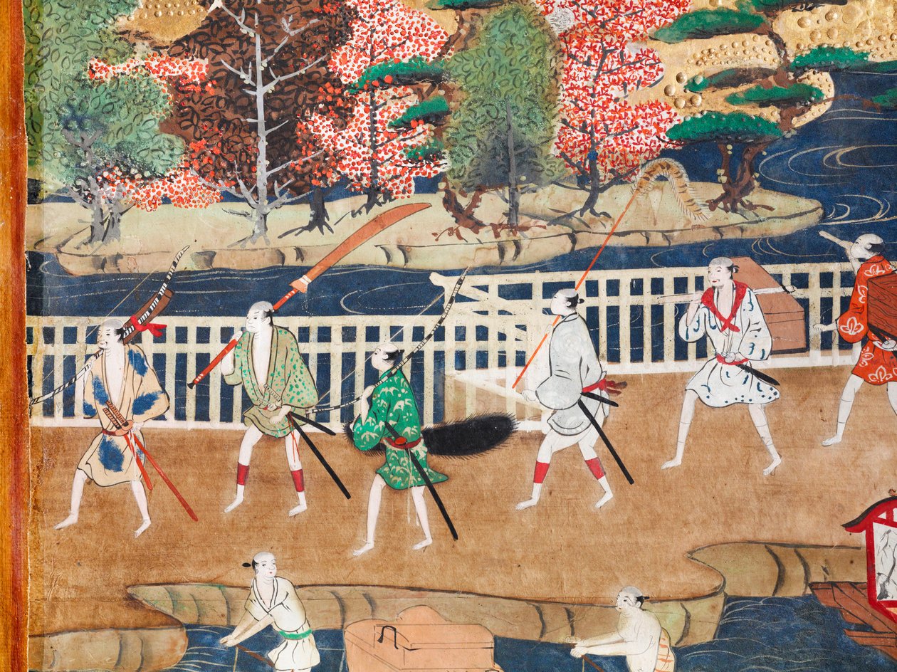 Osakazu Byobu - Biombo japonés de ocho paneles (pintura) de Japanese School