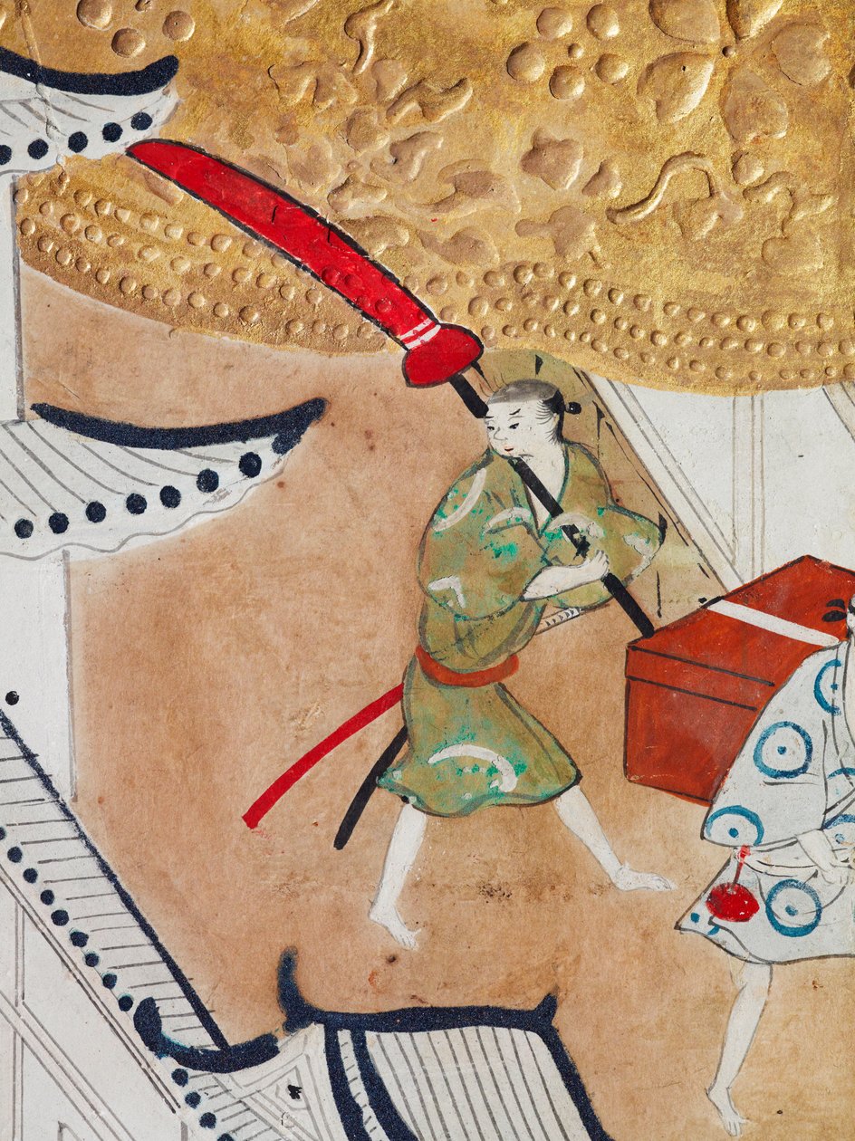 Osakazu Byobu - Biombo japonés de ocho paneles (pintura) de Japanese School