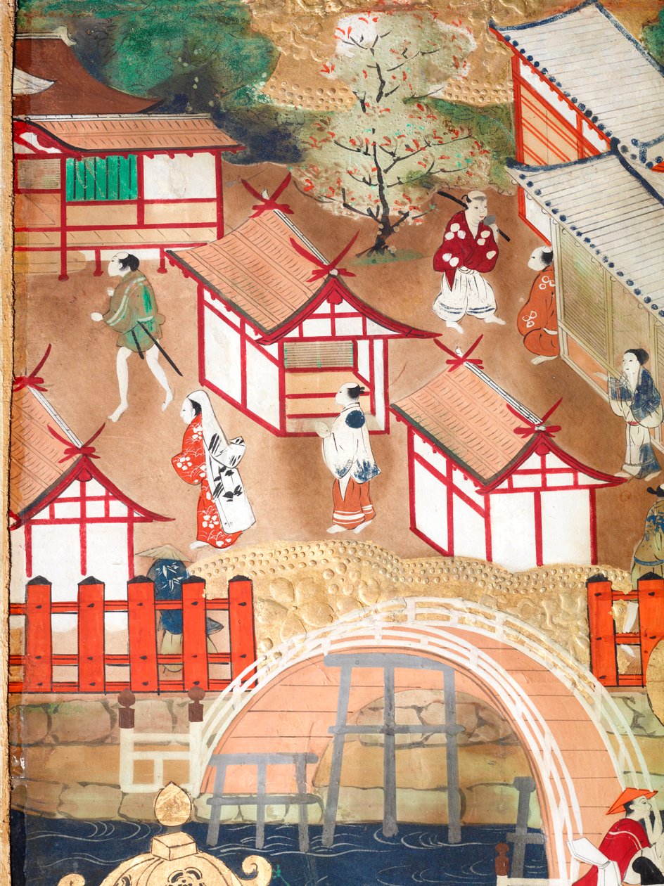 Osakazu Byobu - Biombo japonés de ocho paneles (pintura) de Japanese School