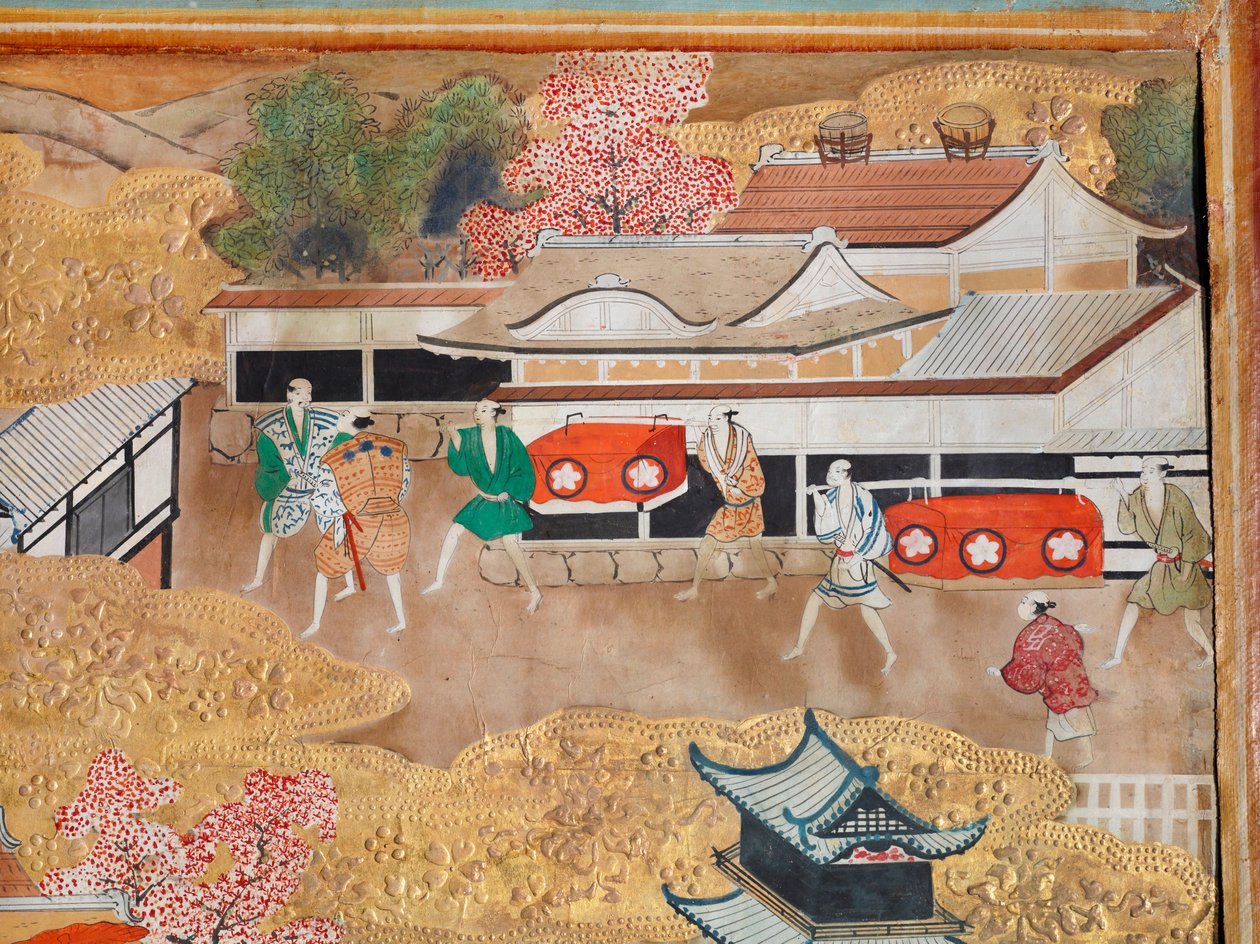 Osakazu Byobu - Biombo japonés de ocho paneles (pintura) de Japanese School