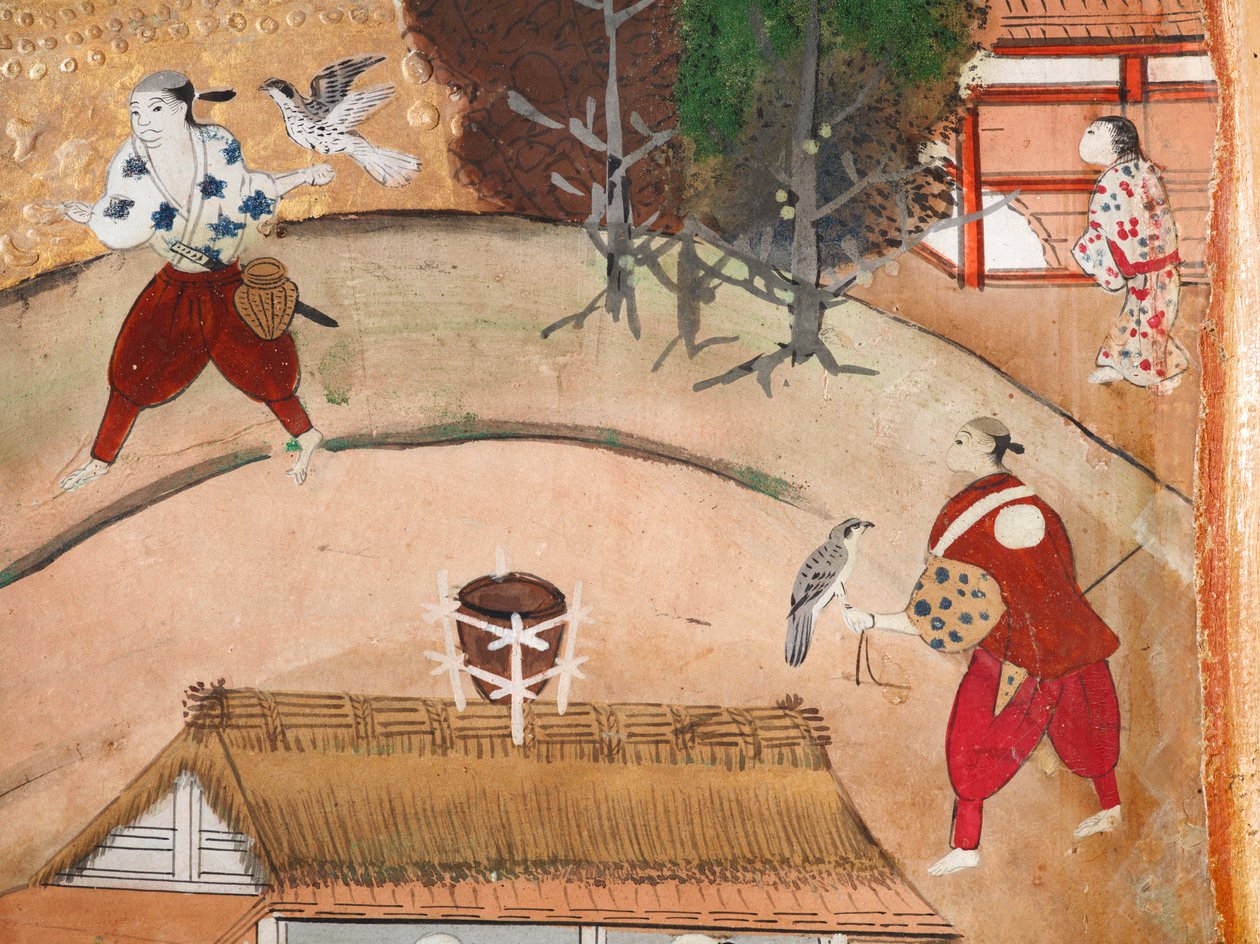 Osakazu Byobu - Biombo japonés de ocho paneles (pintura) de Japanese School