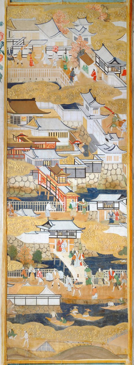 Osakazu Byobu - Biombo japonés de ocho paneles (pintura) de Japanese School