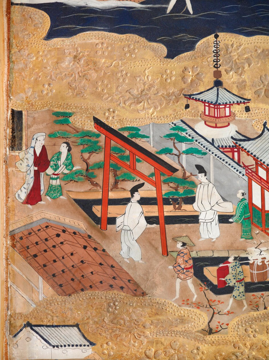 Osakazu Byobu - Biombo japonés de ocho paneles (pintura) de Japanese School