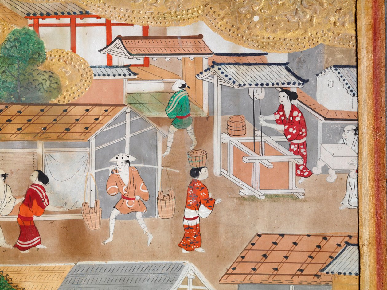Osakazu Byobu - Biombo japonés de ocho paneles (pintura) de Japanese School