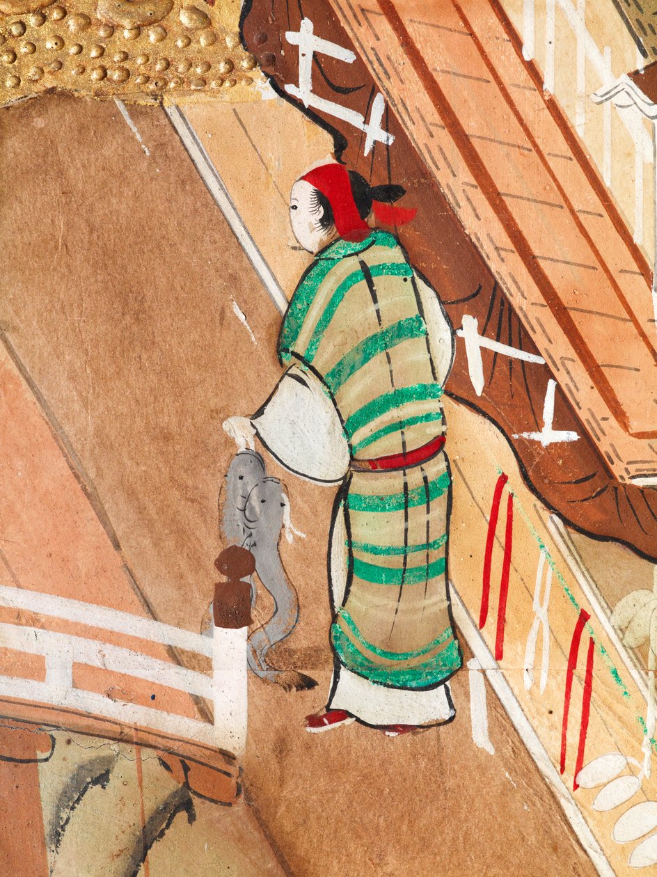 Osakazu Byobu - Biombo japonés de ocho paneles (pintura) de Japanese School