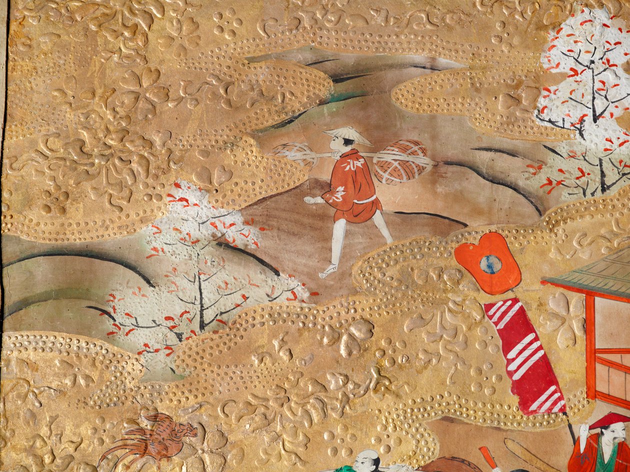 Osakazu Byobu - Biombo japonés de ocho paneles (pintura) de Japanese School