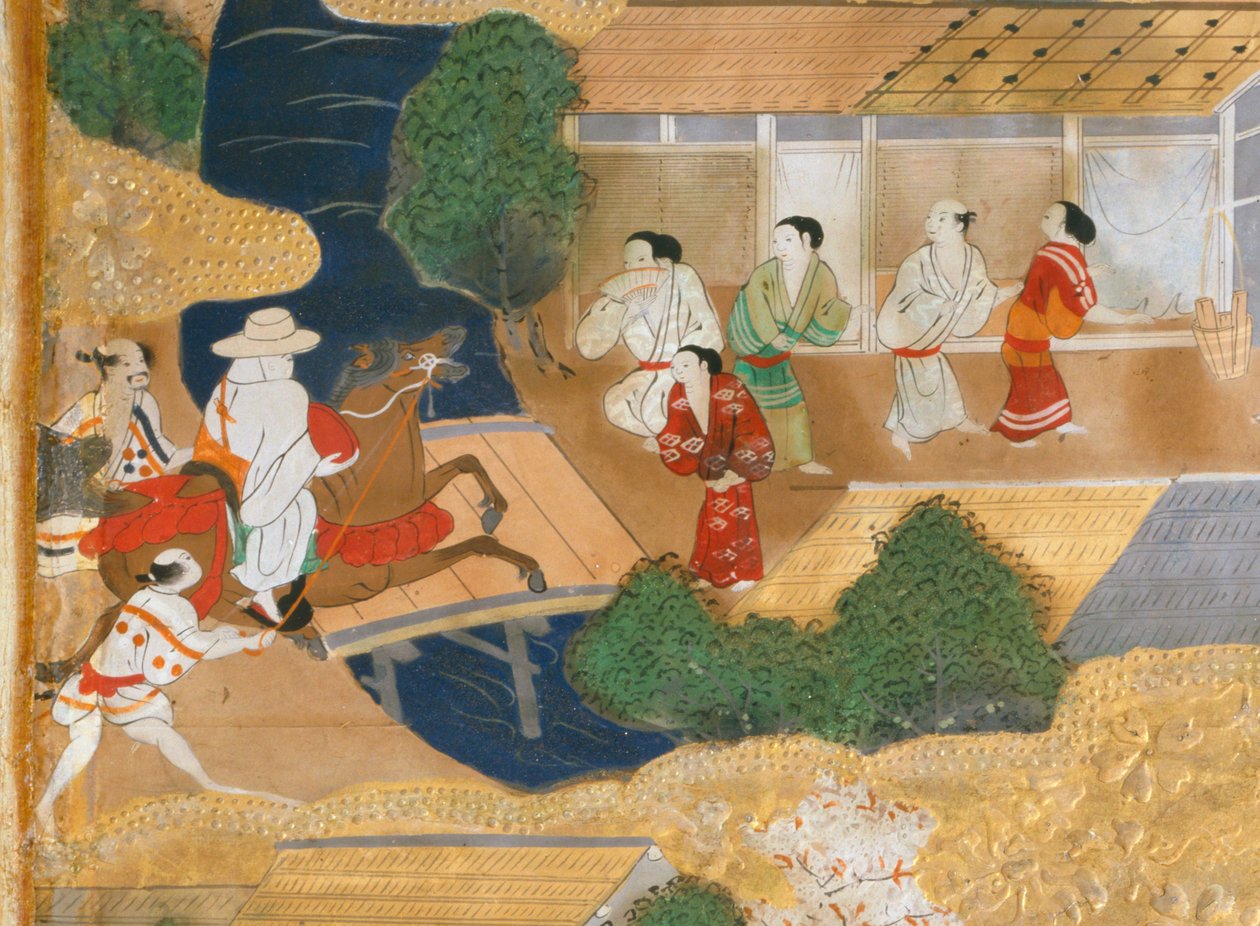 Osakazu Byobu - Biombo japonés de ocho paneles (pintura) de Japanese School