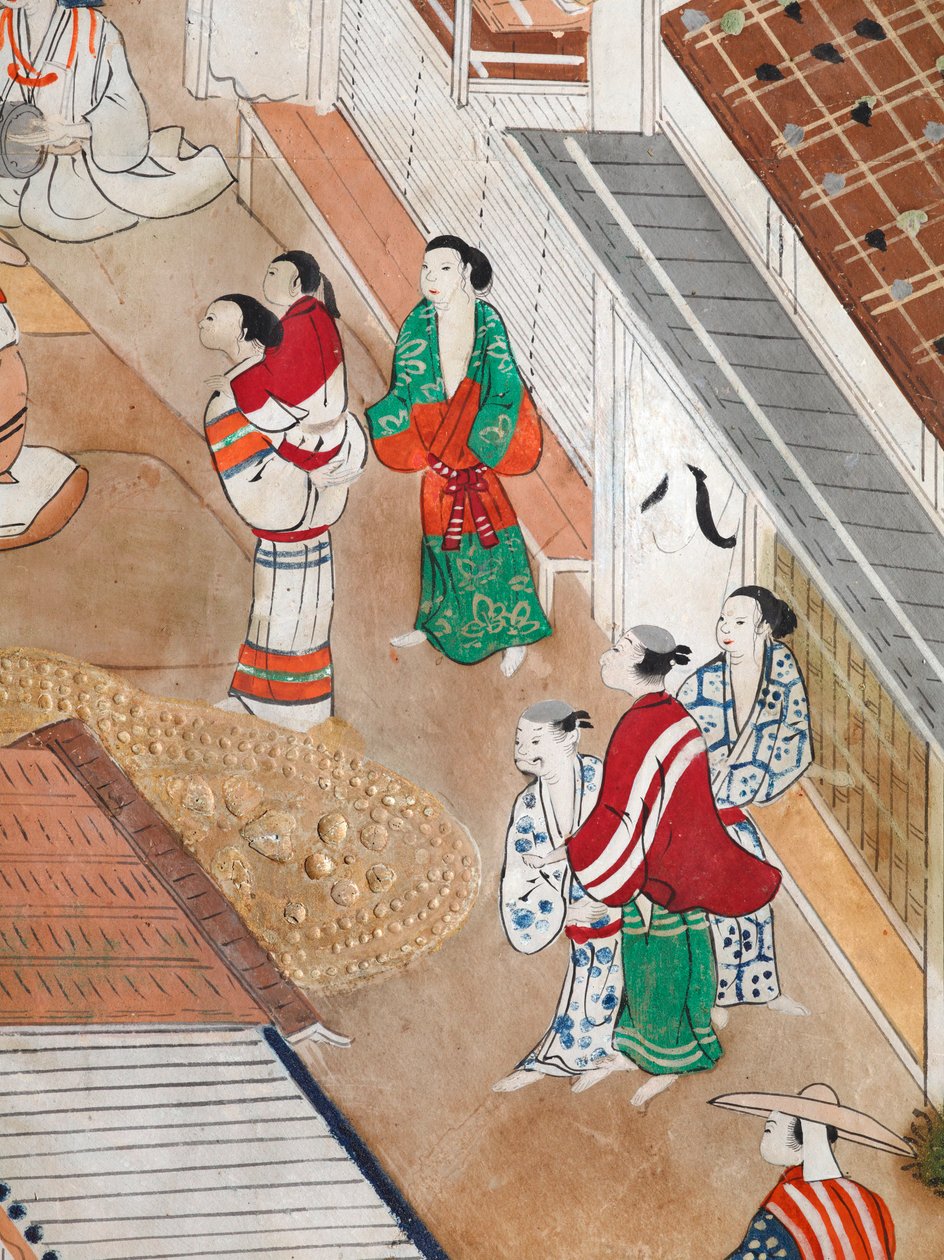 Osakazu Byobu - Biombo japonés de ocho paneles (pintura) de Japanese School