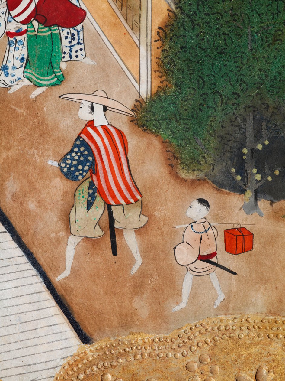 Osakazu Byobu - Biombo japonés de ocho paneles (pintura) de Japanese School