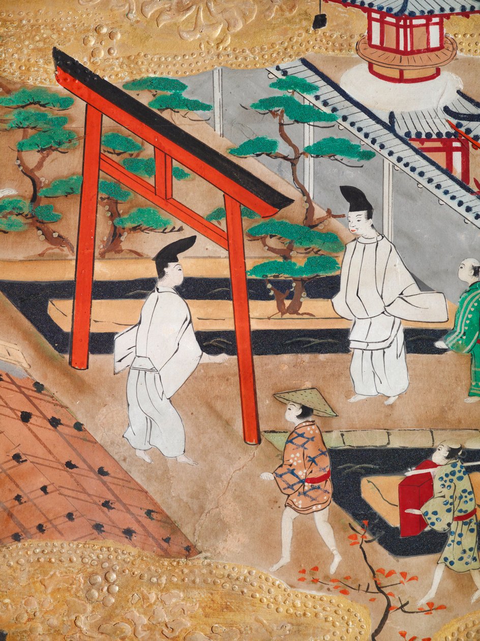 Osakazu Byobu - Biombo japonés de ocho paneles (pintura) de Japanese School