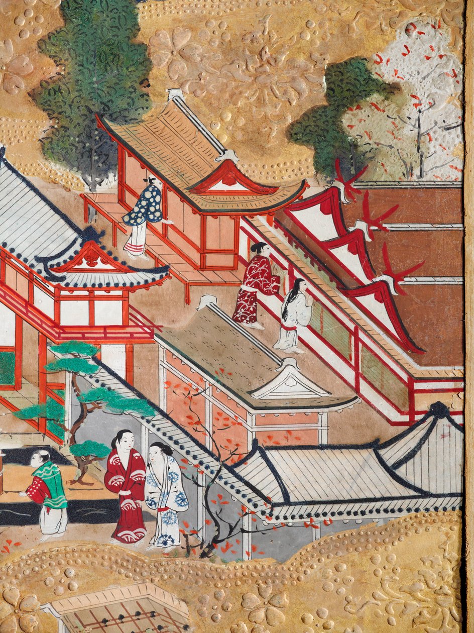 Osakazu Byobu - Biombo japonés de ocho paneles (pintura) de Japanese School