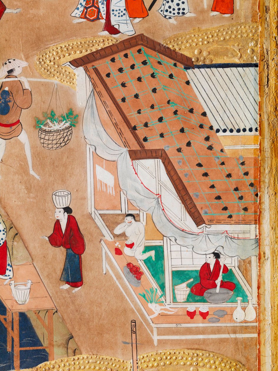 Osakazu Byobu - Biombo japonés de ocho paneles (pintura) de Japanese School