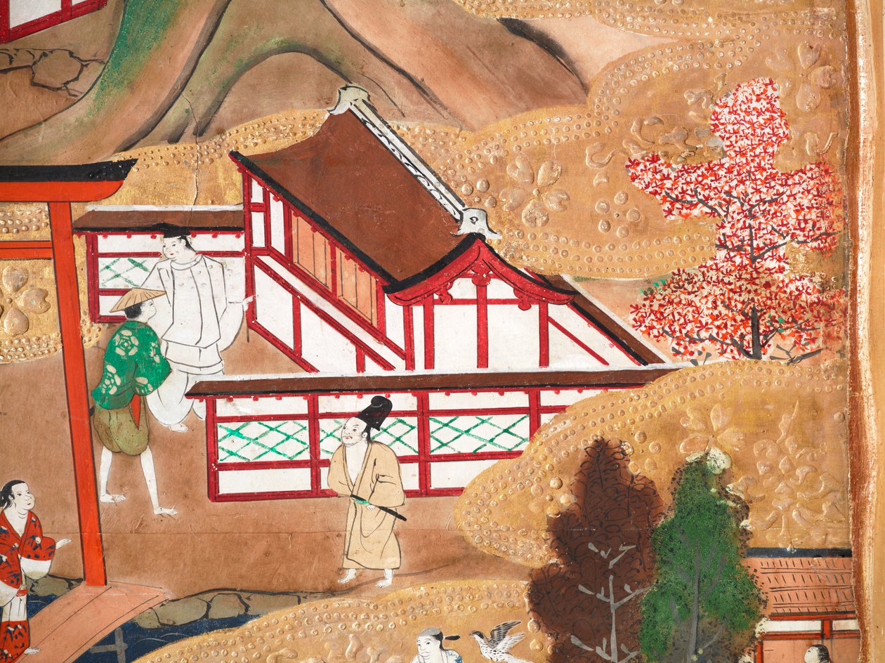 Osakazu Byobu - Biombo japonés de ocho paneles (pintura) de Japanese School