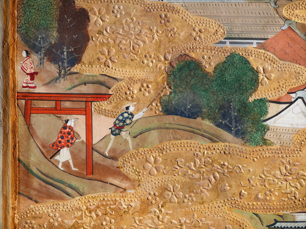 Osakazu Byobu - Biombo japonés de ocho paneles (pintura) de Japanese School
